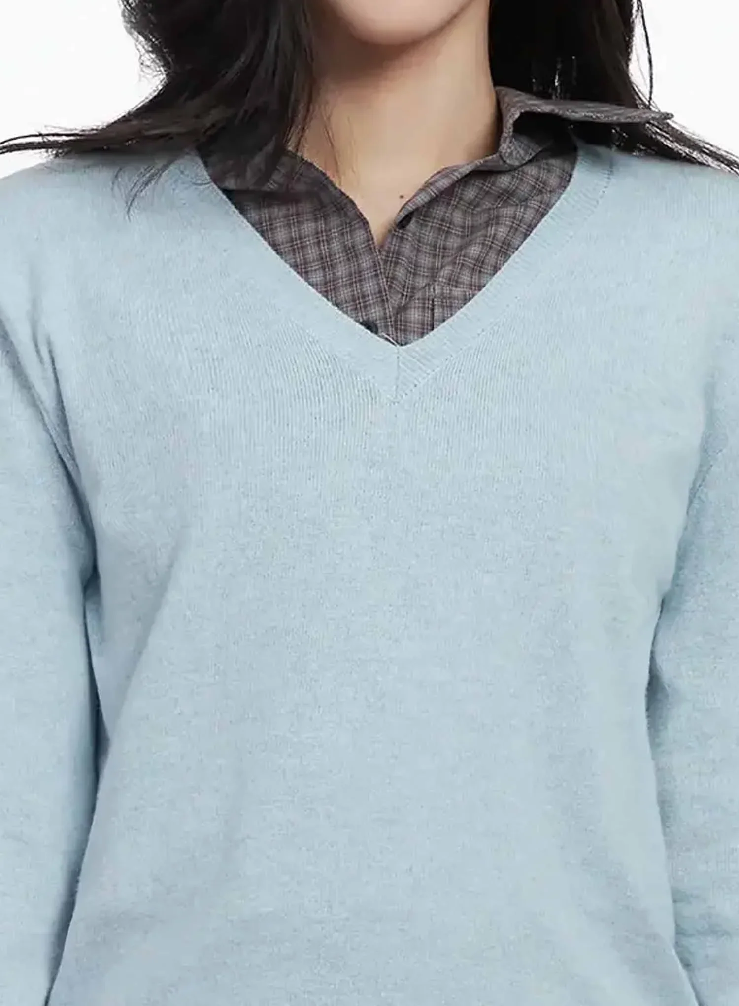 Simple Cashmere V-Neck Knit IJ528 - Image 4