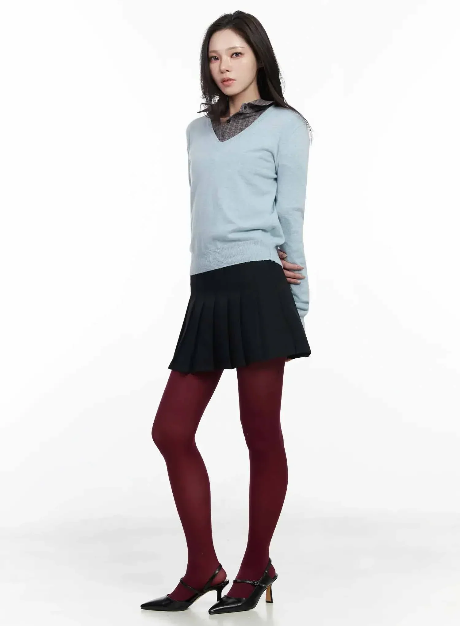 Simple Cashmere V-Neck Knit IJ528 - Image 9