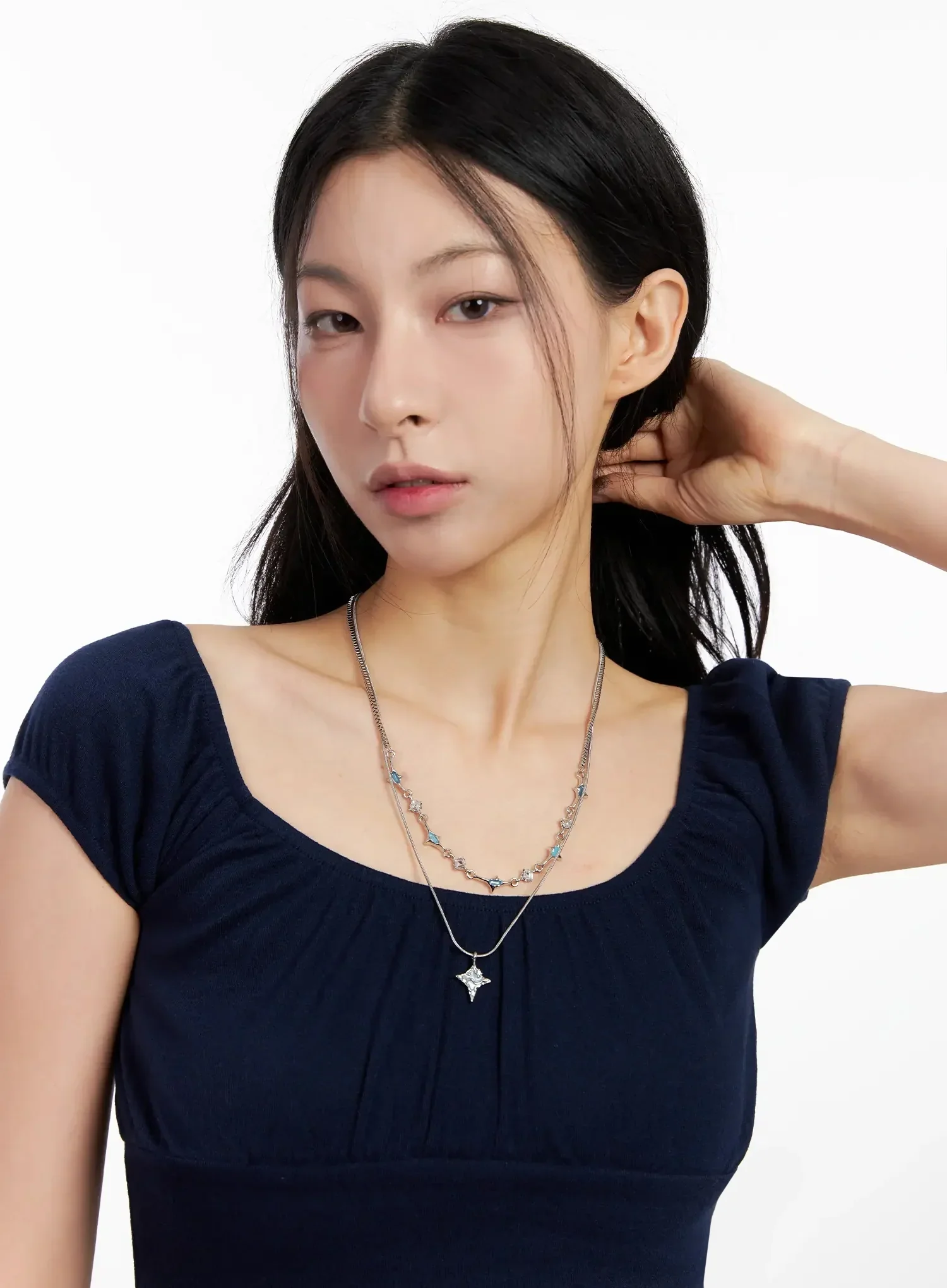 Sky Beaded Layered Necklace IG512 - Image 3