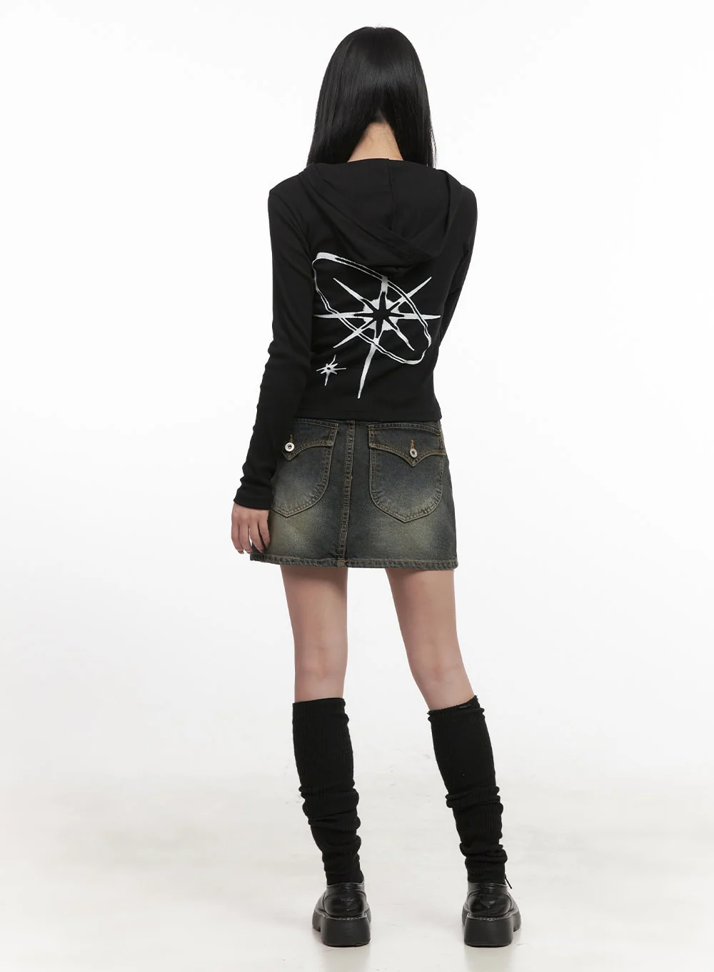 Slim-Fit Back Graphic Half-Zip Hoodie CJ517 - Image 2