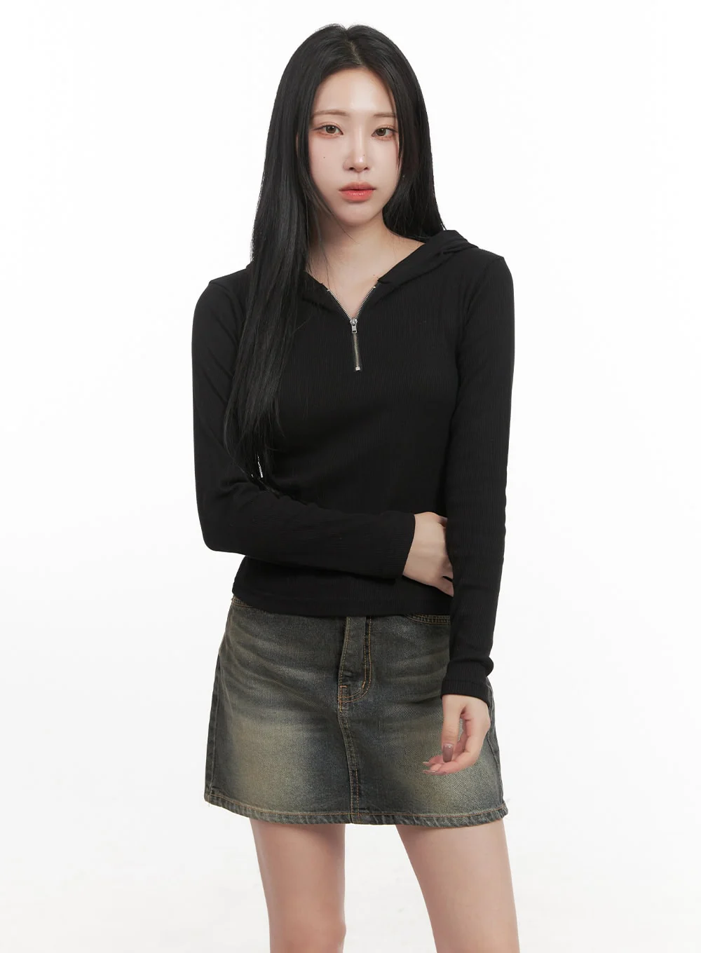 Slim-Fit Back Graphic Half-Zip Hoodie CJ517 - Image 7