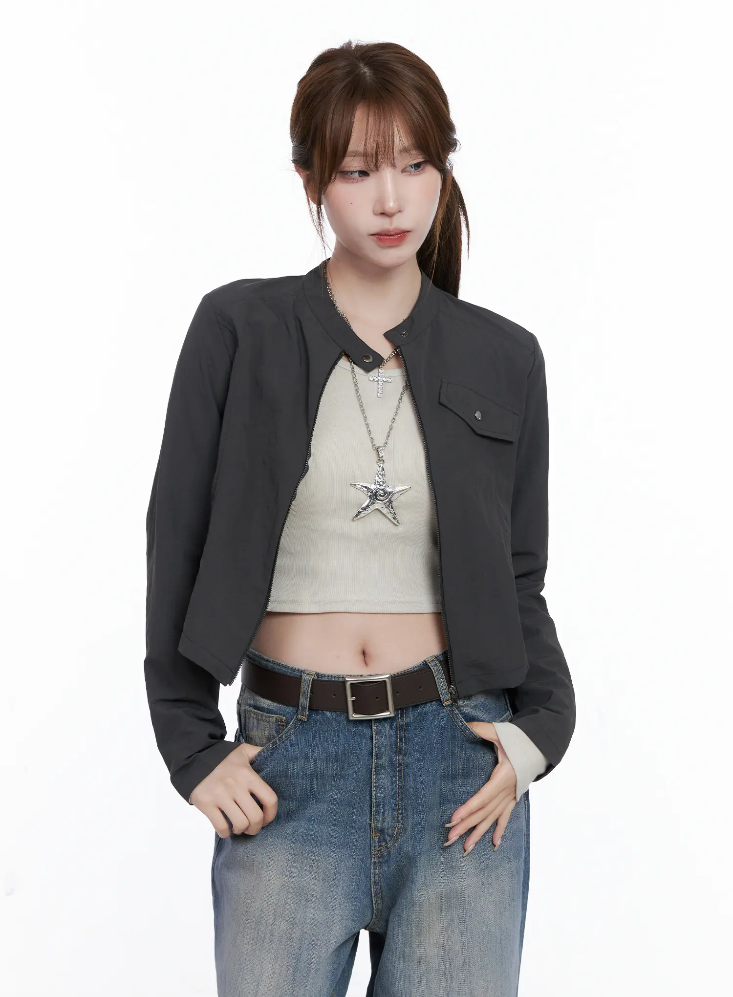 Slim Fit Biker Jacket CG529 - Image 8