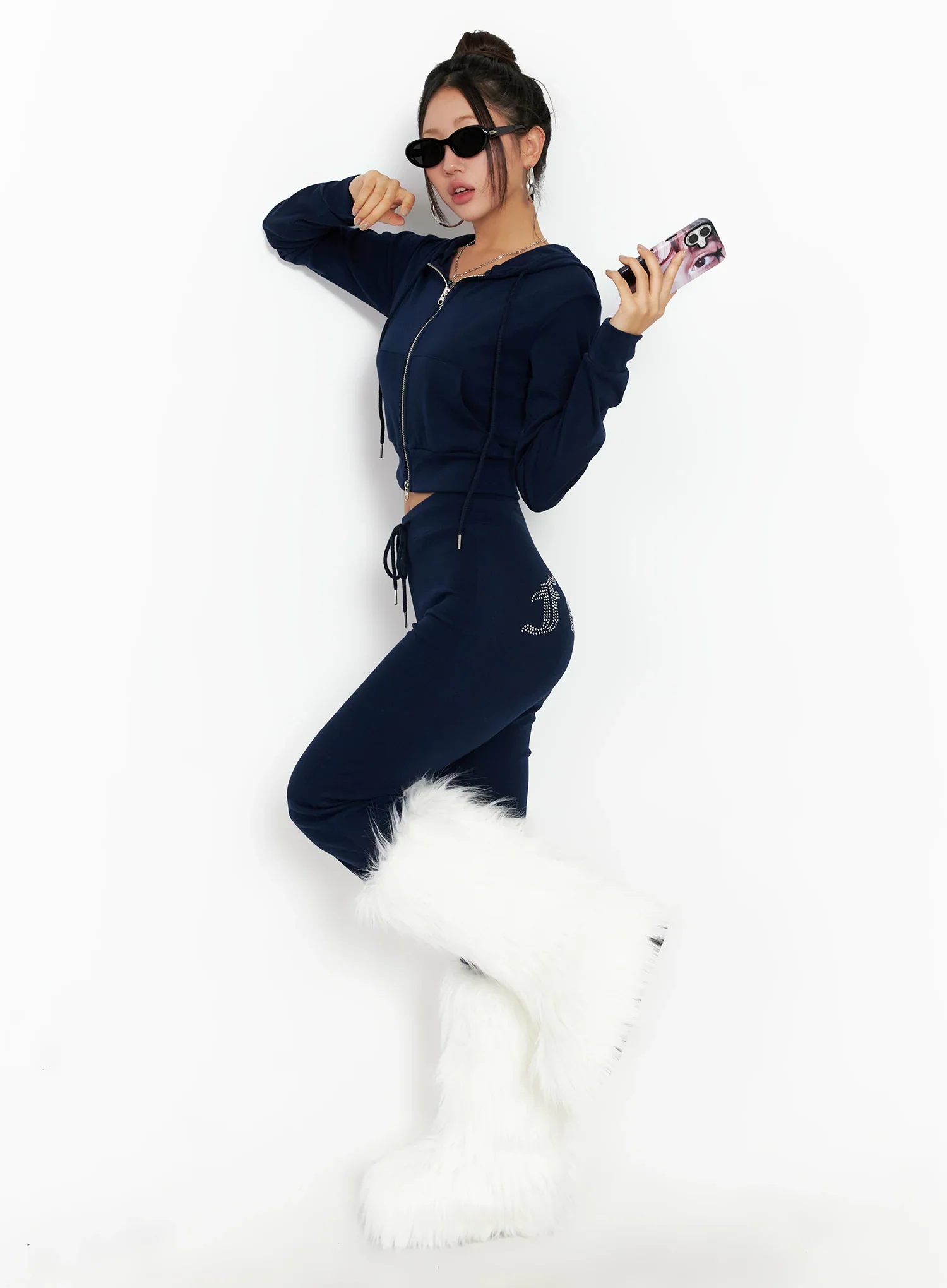Slim Fit Cropped Zip-Up Hoodie CO515 - Image 2