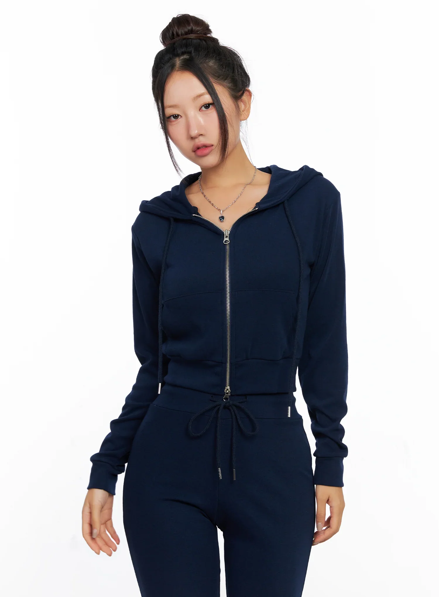 Slim Fit Cropped Zip-Up Hoodie CO515 - Image 3