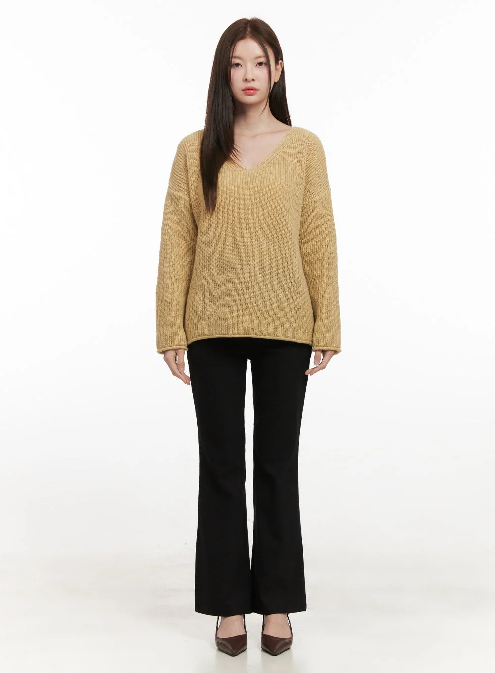Slim-Fit Flared Slacks IF505 - Image 4