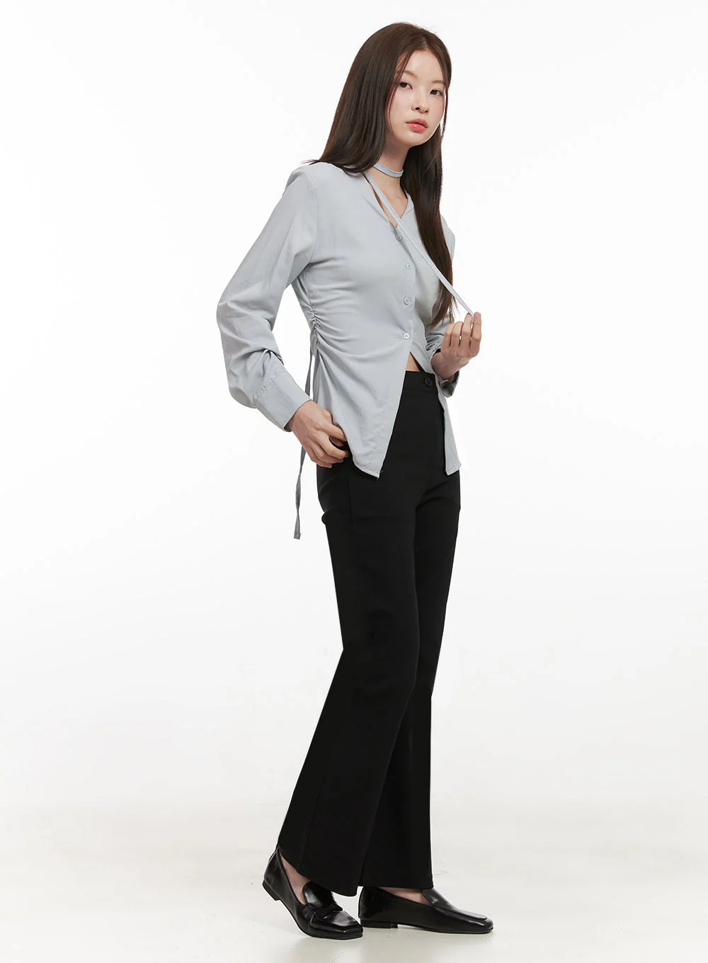 Slim-Fit Flared Slacks IF505 - Image 9
