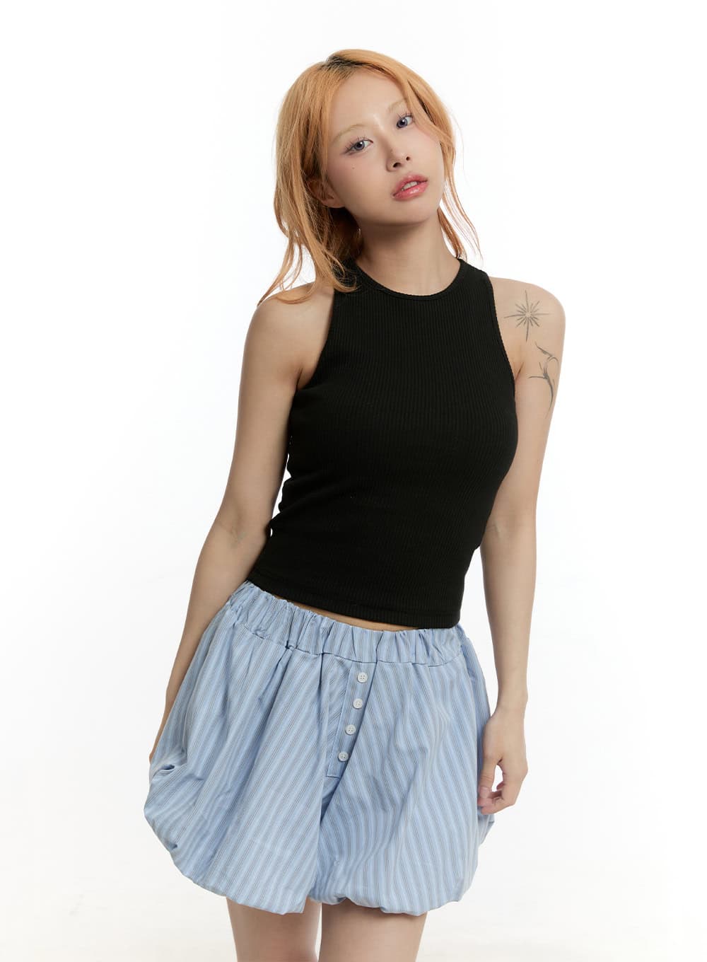 Slim-Fit Ribbed Cropped Tank Top CY505 - Image 10