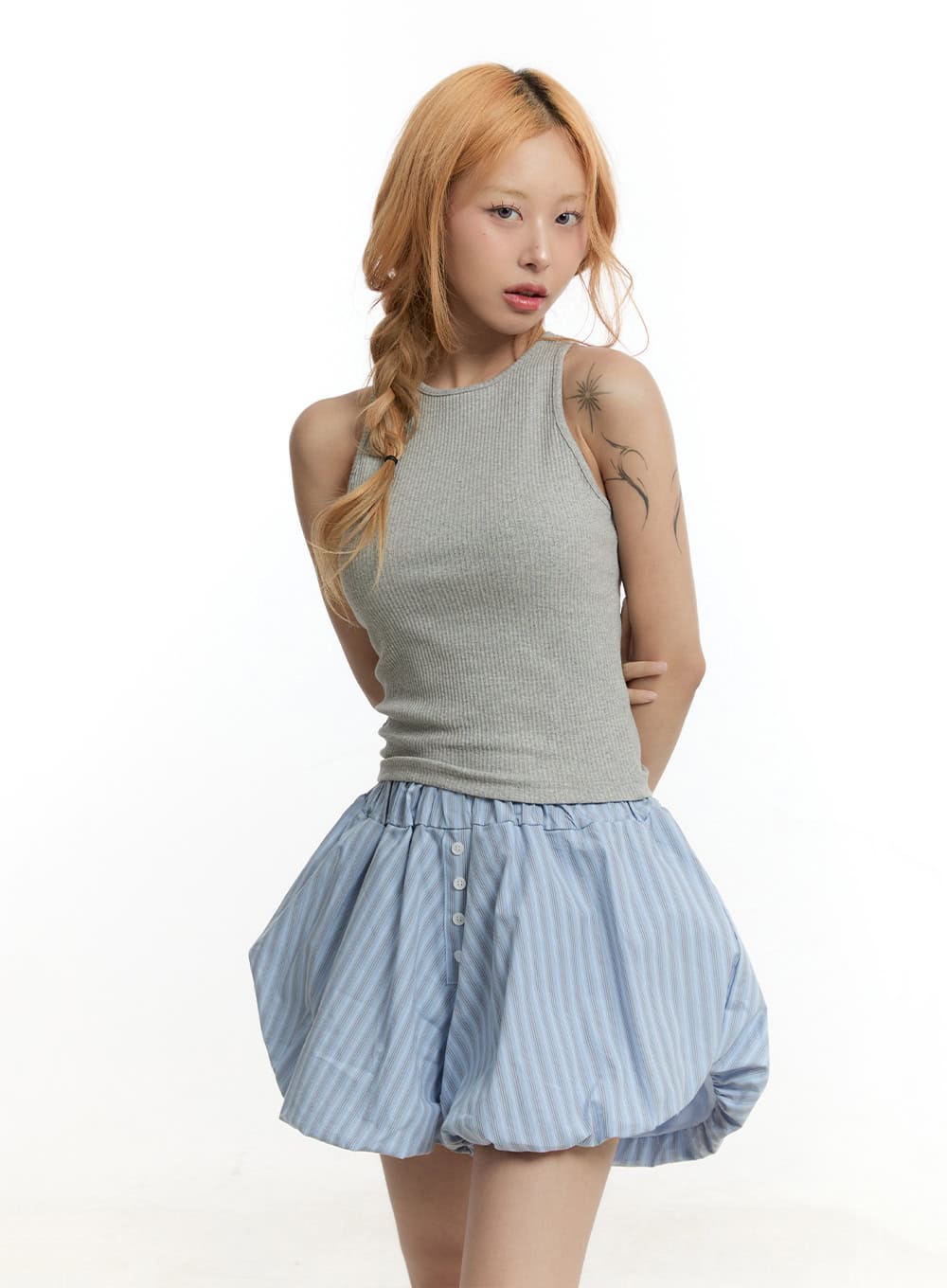 Slim-Fit Ribbed Cropped Tank Top CY505 - Image 8