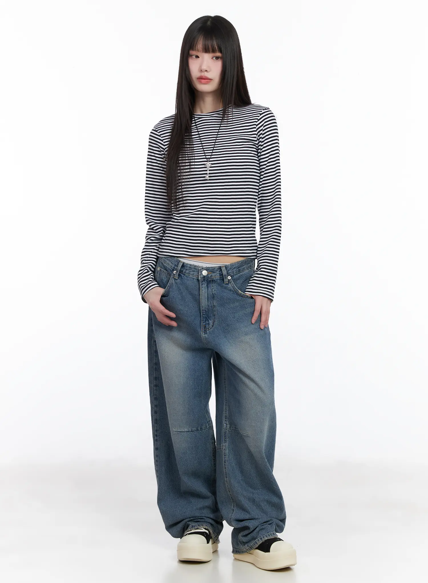 Slim-Fit Striped Long Sleeve Tee CM526 - Image 3
