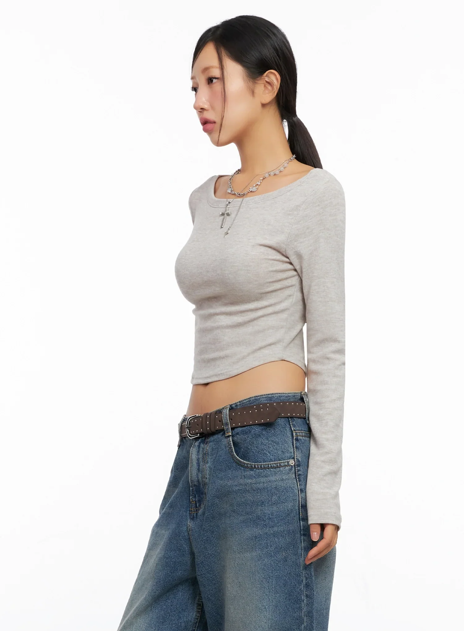 Slim Fit Wide Neck Crop Top IG527 - Image 6