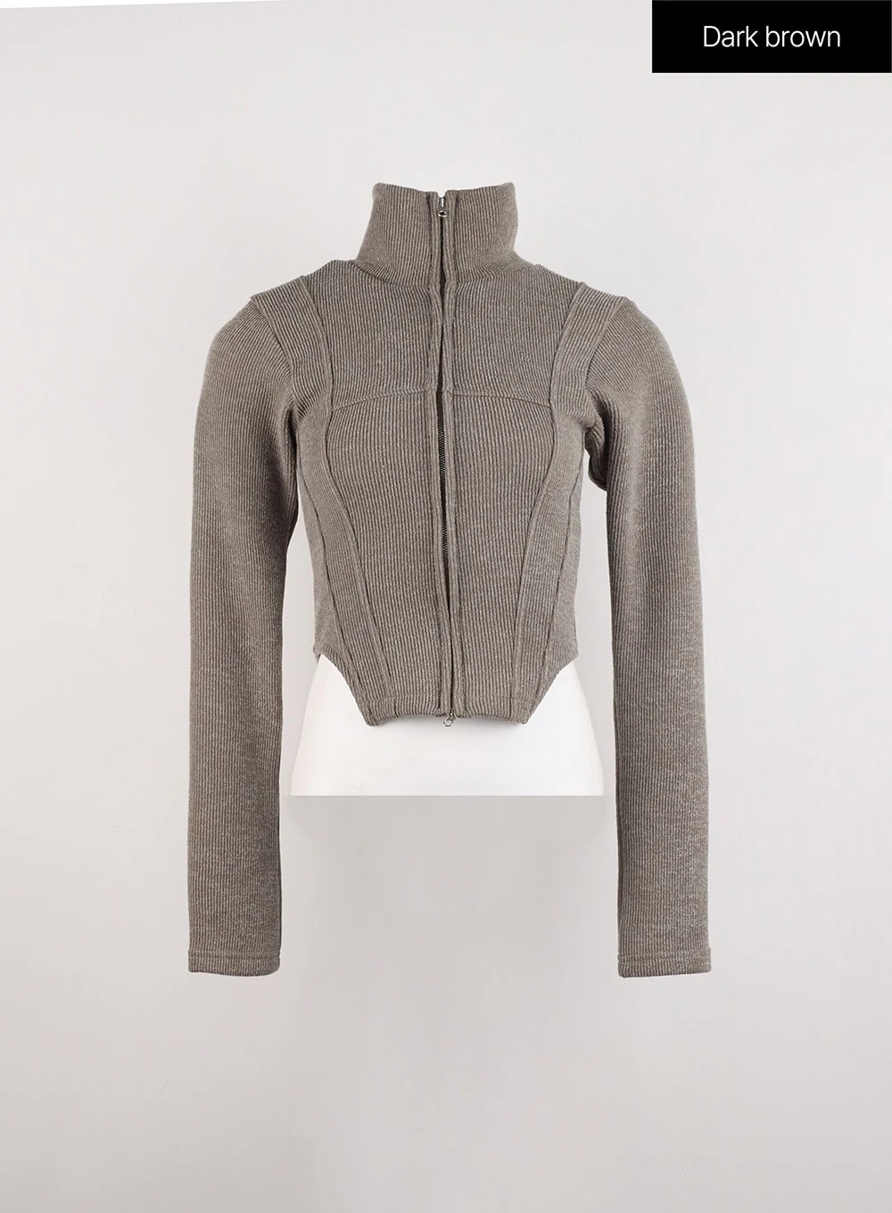 Slim Fit Zip Up Knit Top ID306 - Image 11