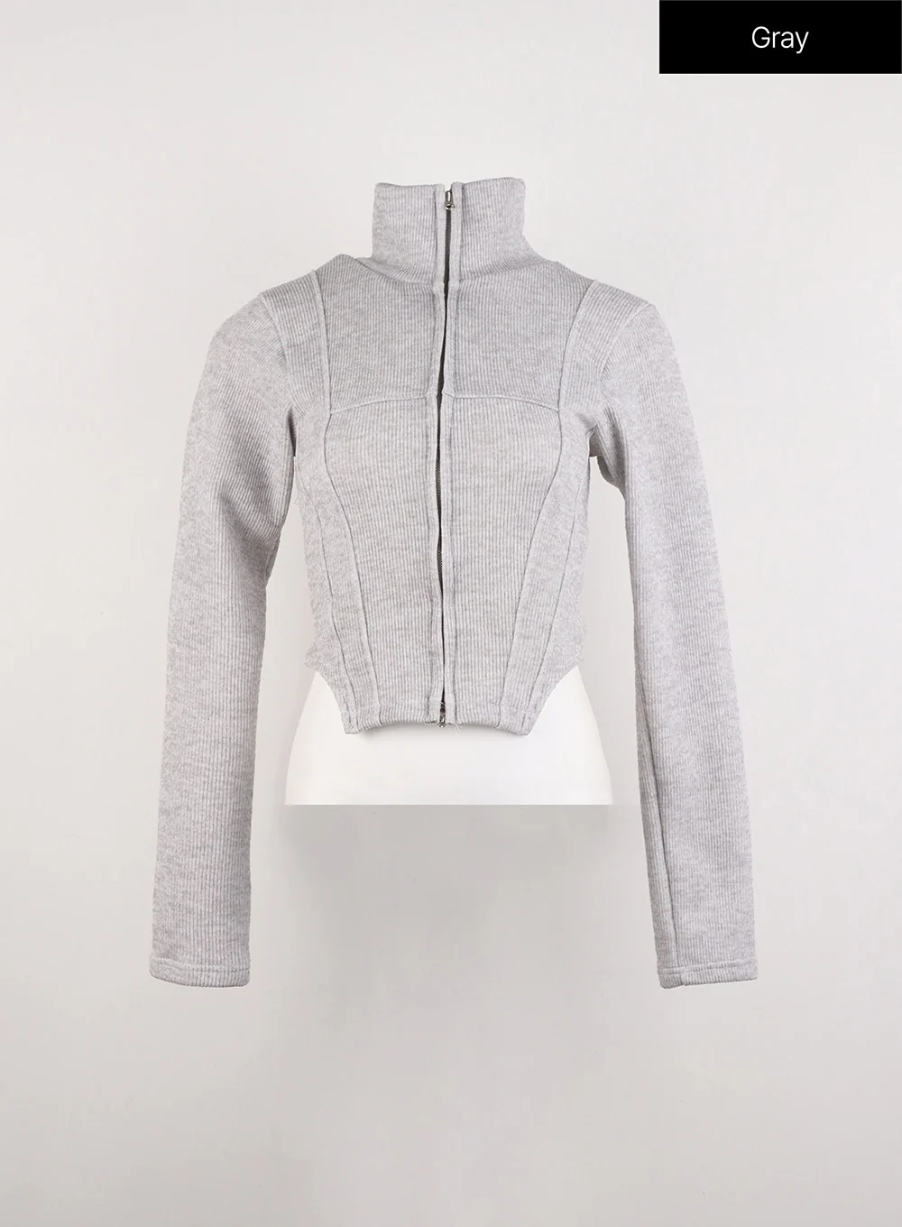 Slim Fit Zip Up Knit Top ID306 - Image 12