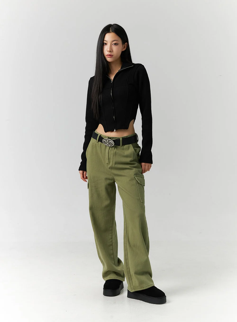 Slim Fit Zip Up Knit Top ID306 - Image 5
