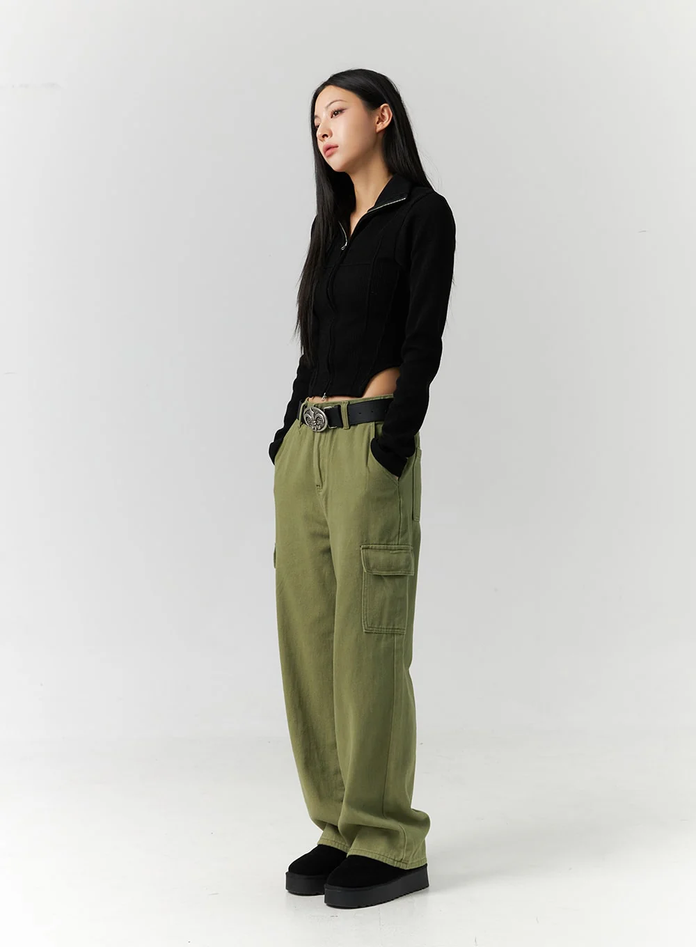 Slim Fit Zip Up Knit Top ID306 - Image 6