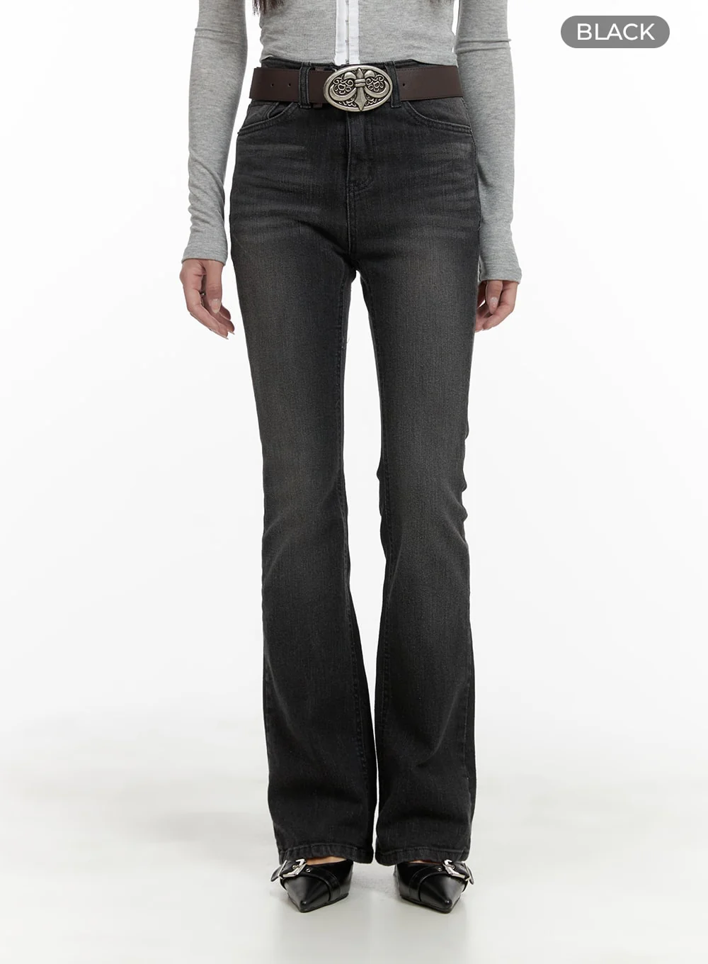 Slim Washed Denim Bootcut Jeans CA403 - Image 6
