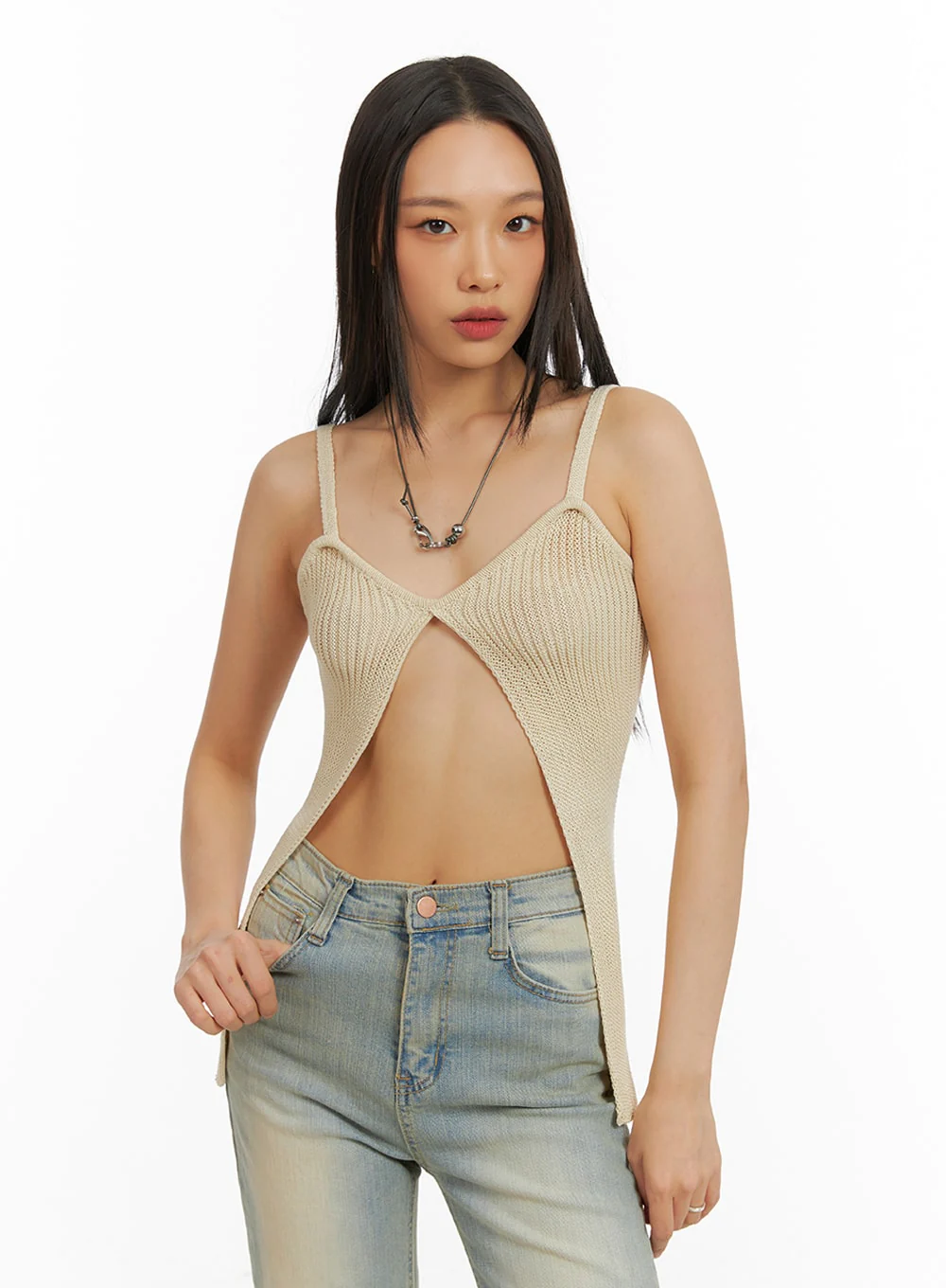 Slit Knit Cami Top IA417 - Image 3