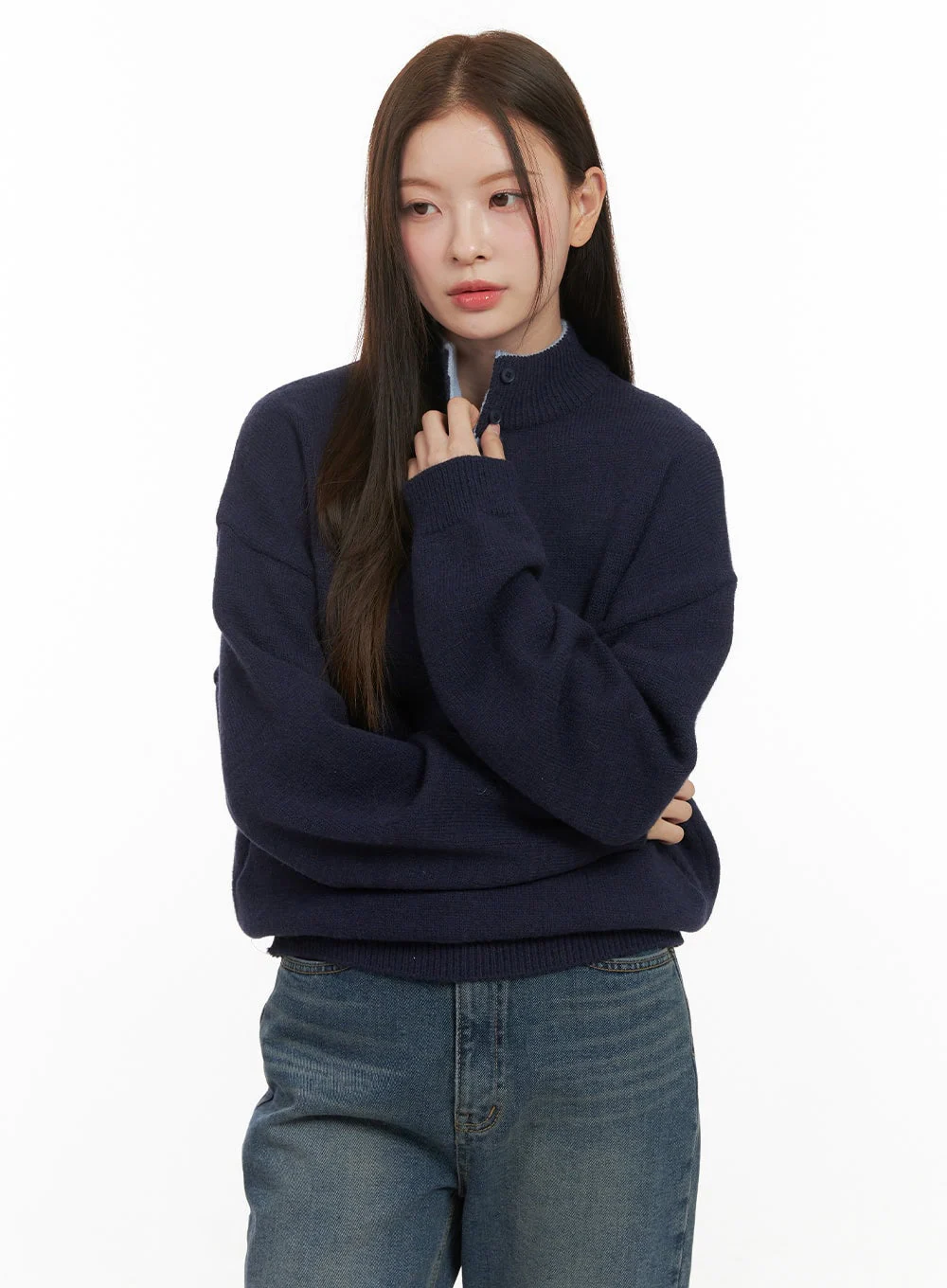 Soft Half Button Sweater OD412 - Image 8