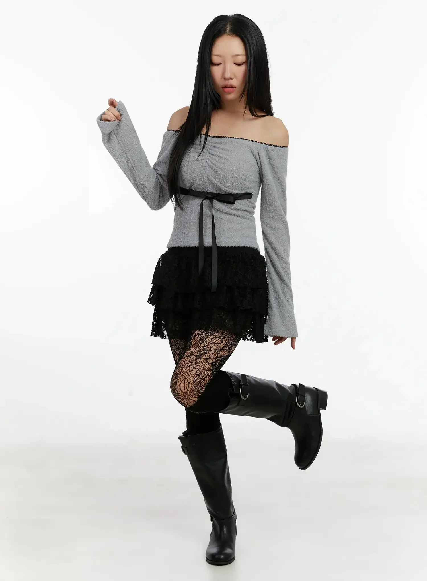 Soft Off-Shoulder Ribbon Top ID525 - Image 10
