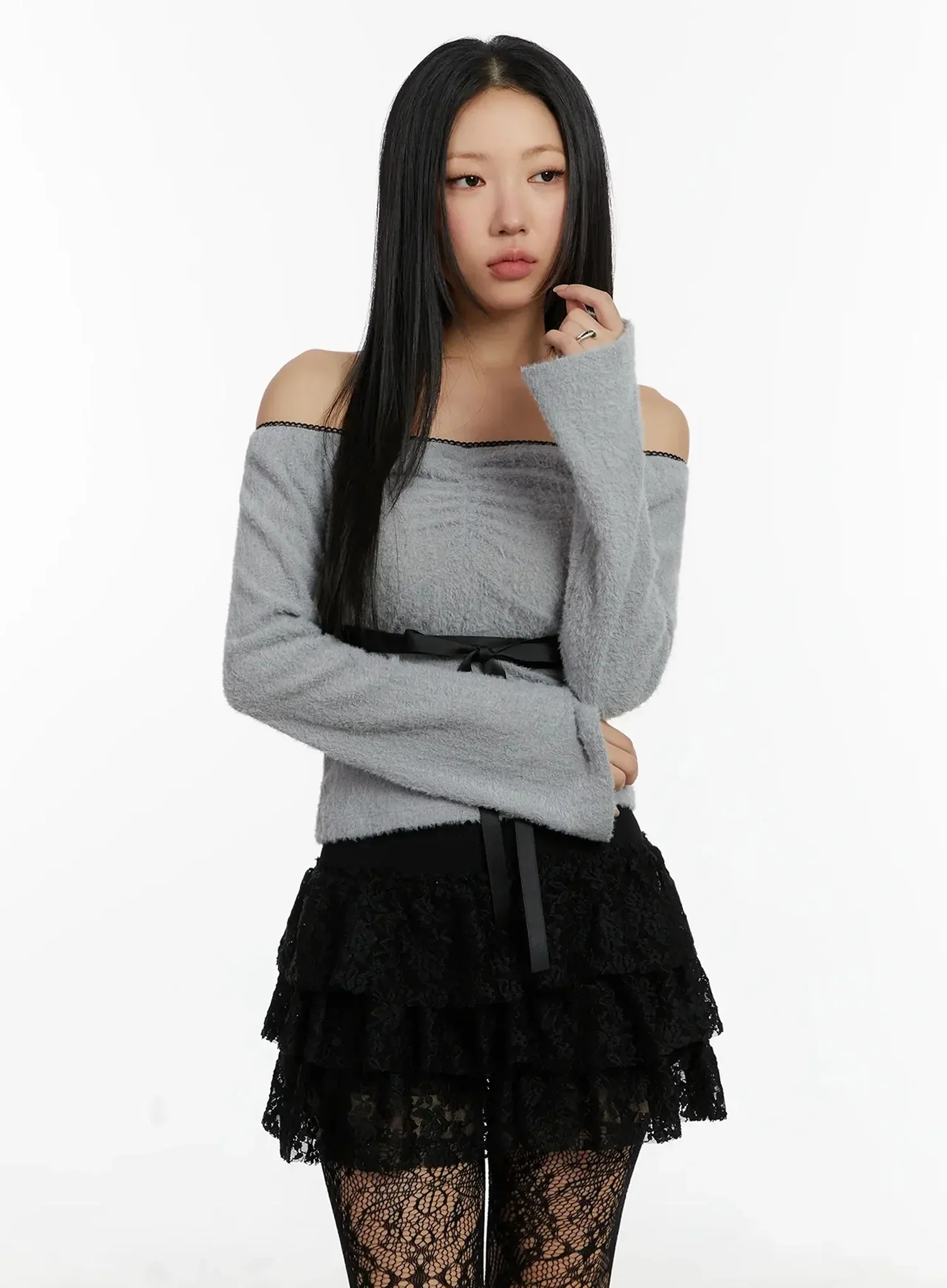 Soft Off-Shoulder Ribbon Top ID525 - Image 6