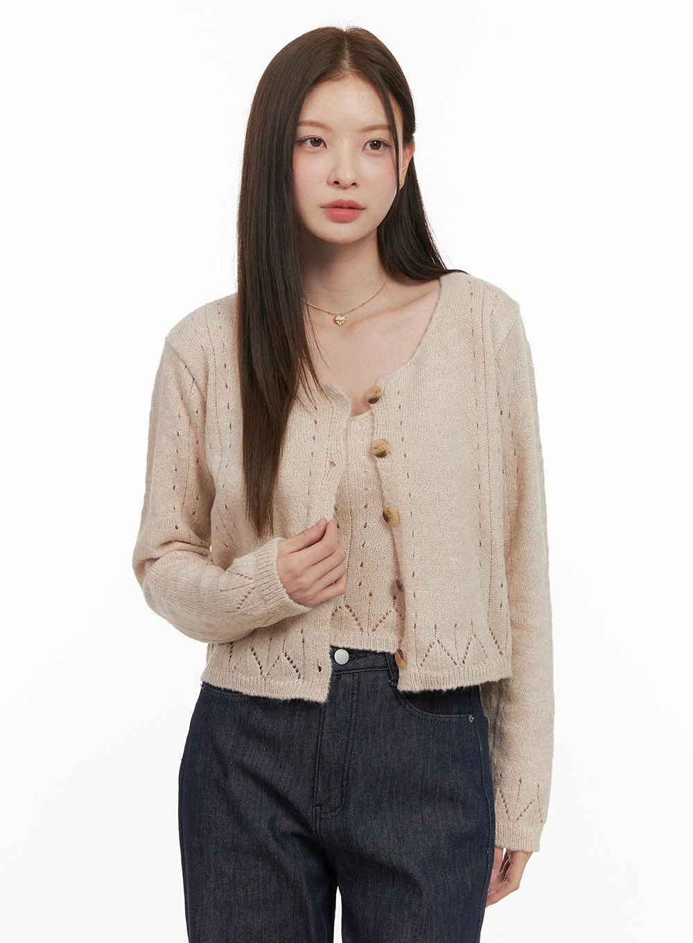 Soft Touch Buttoned Cardigan & Cami Set OD412 - Image 10