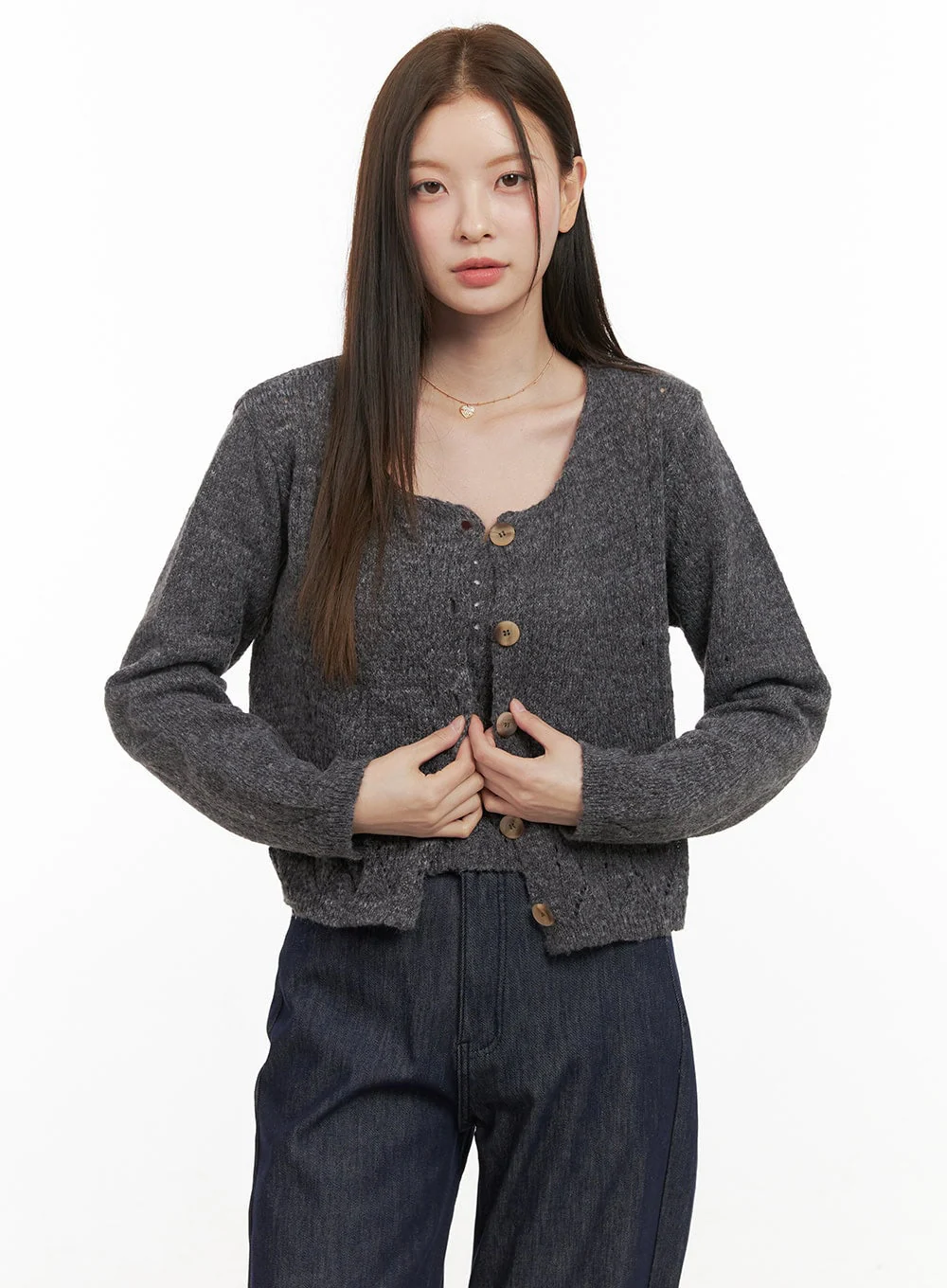 Soft Touch Buttoned Cardigan & Cami Set OD412 - Image 11