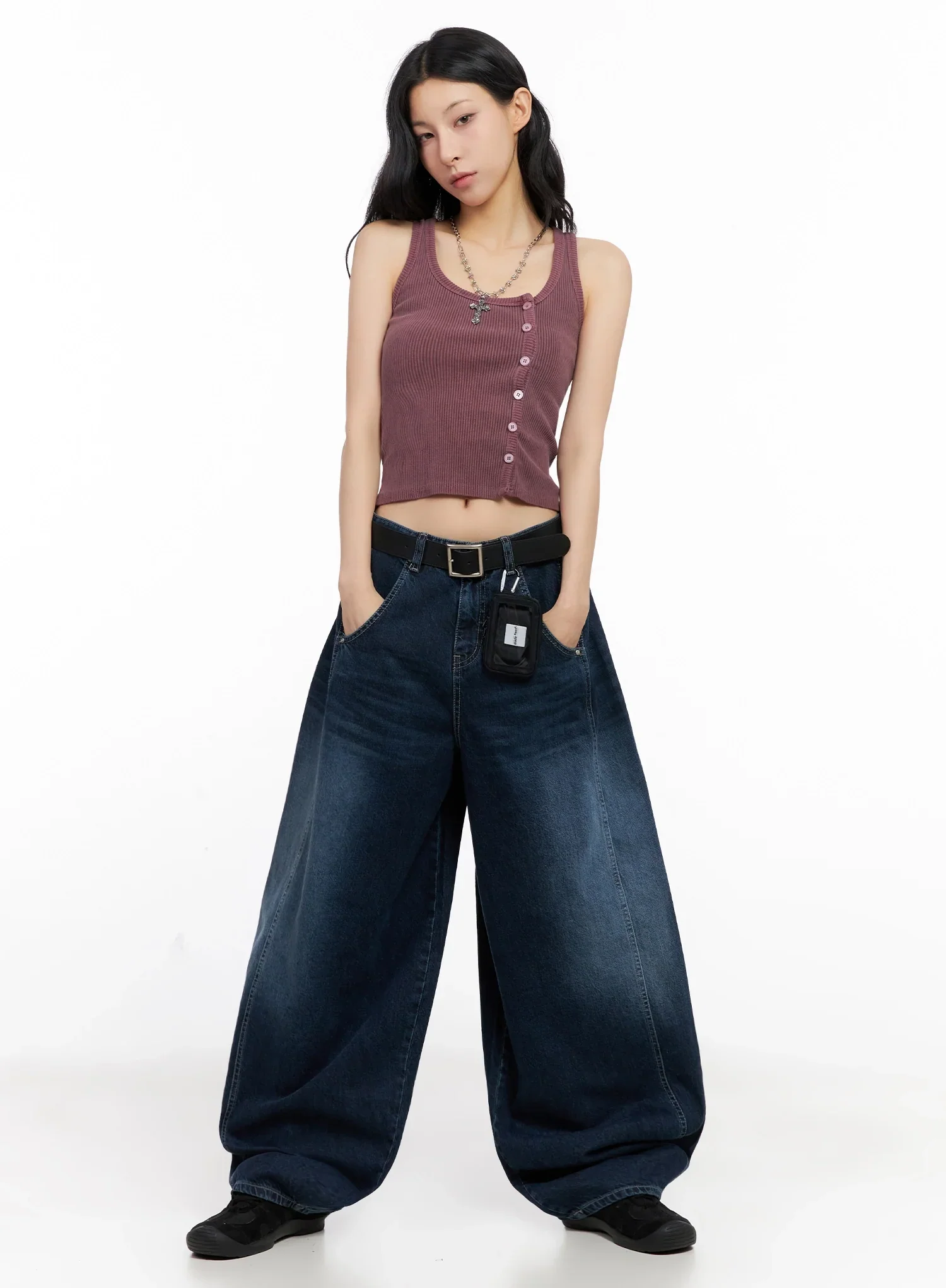 Sohee Angel Wing Print Wide-Leg Jeans IG508 - Image 14