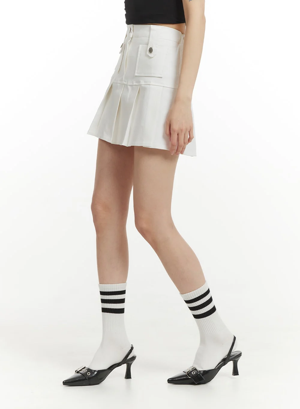 Solid Cotton Pleated Mini Skirt IM406 - Image 5