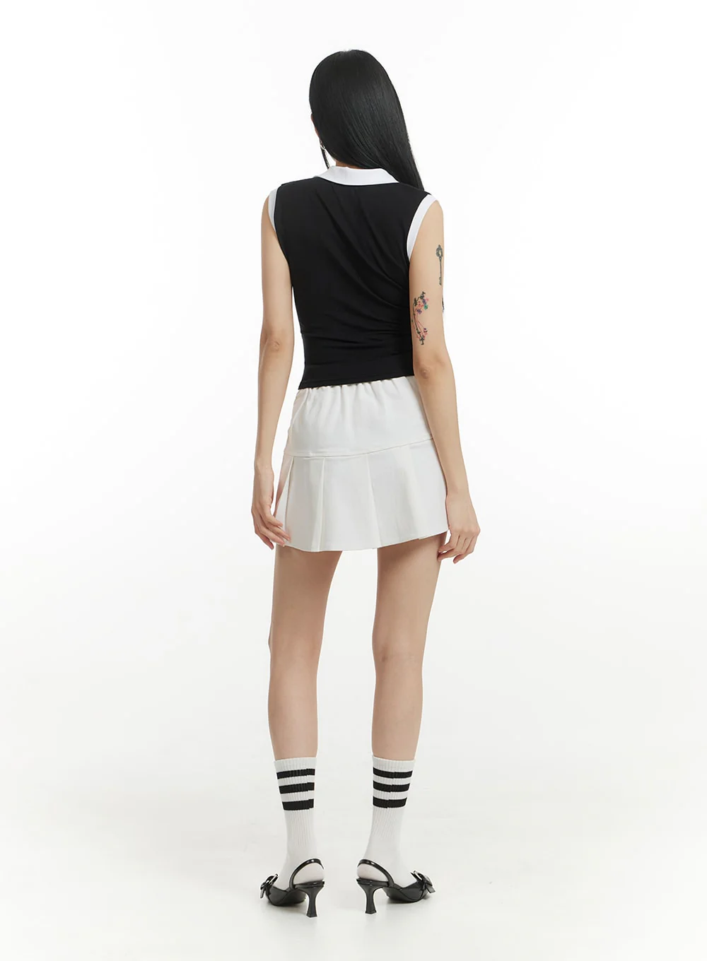 Solid Cotton Pleated Mini Skirt IM406 - Image 6