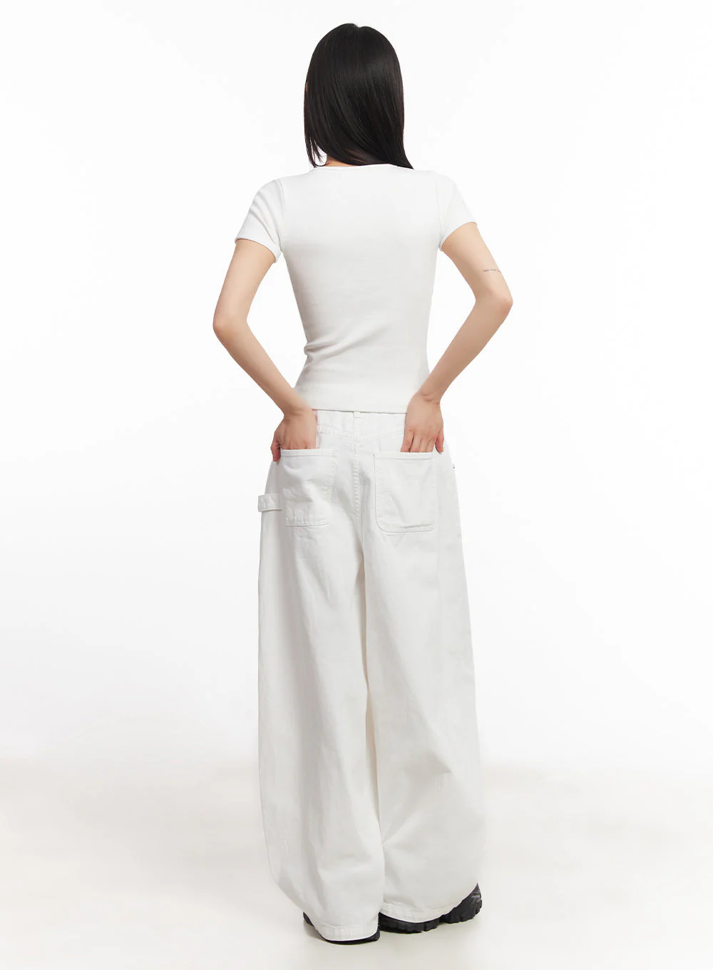 Solid Cotton Wide-Fit Pants IA528 - Image 12
