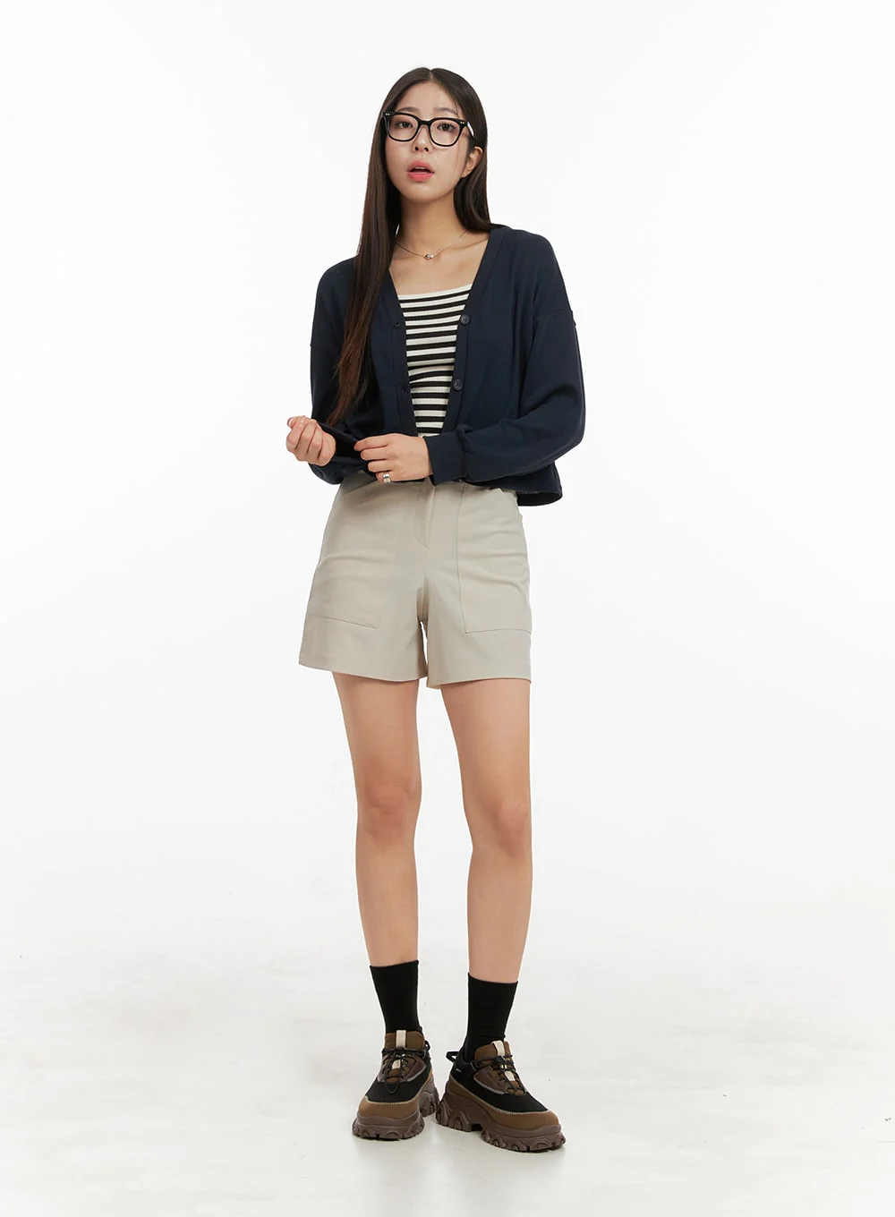 Solid Loose Fit Shorts OA429 - Image 6