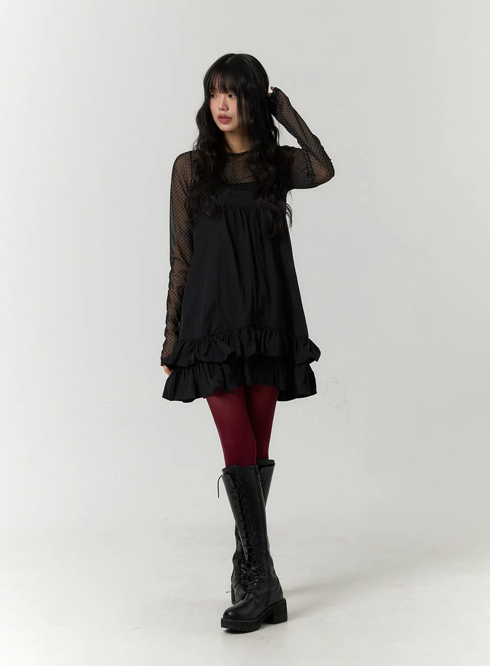 Solid Sweetheart Ruffle Mini Dress CF406 - Image 2