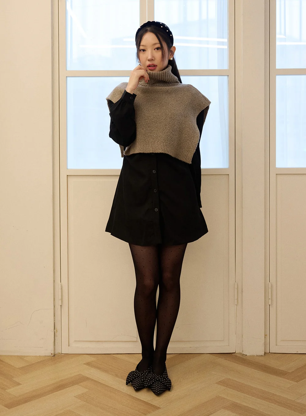 Solid Turtleneck Crop Knit Vest OD326 - Image 3