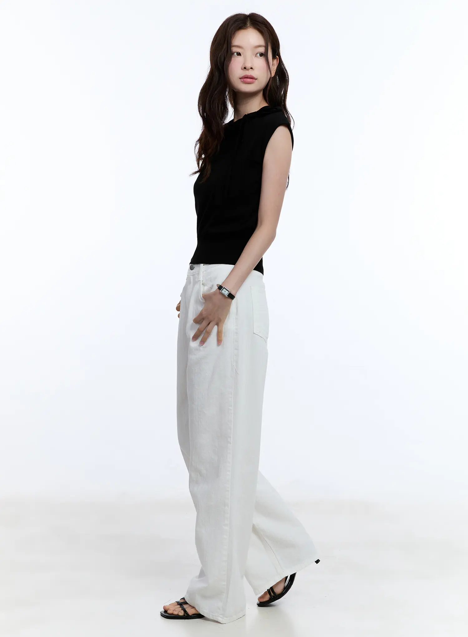 Solid Wide-Fit Pants CU513 - Image 4