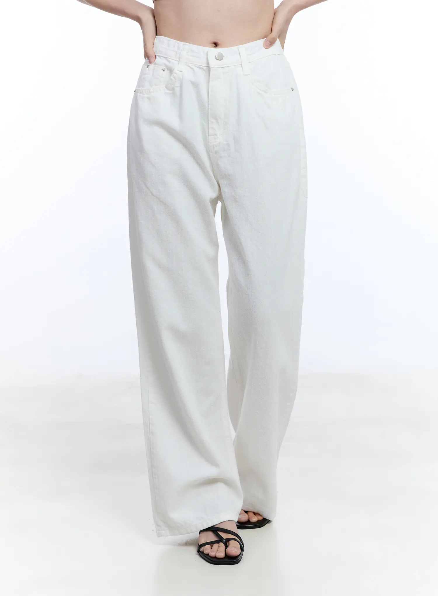 Solid Wide-Fit Pants CU513 - Image 9