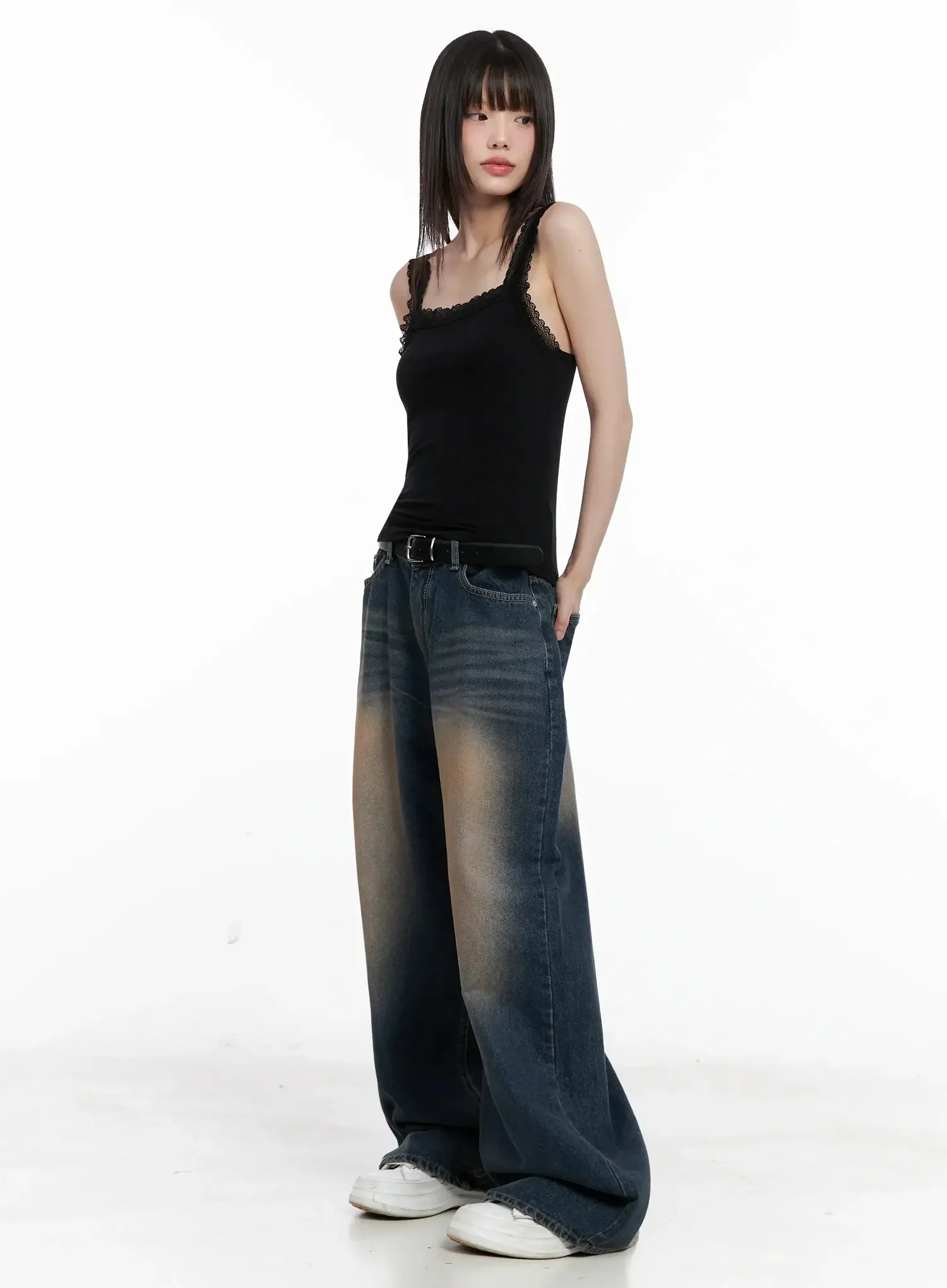 Solji Acid Washed Wide-Leg Jeans IL531 - Image 11
