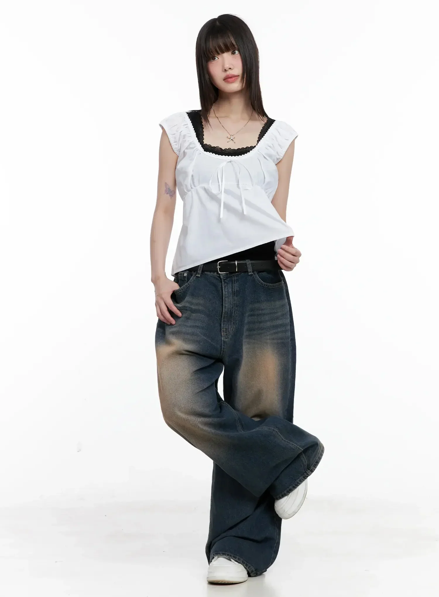 Solji Acid Washed Wide-Leg Jeans IL531 - Image 5
