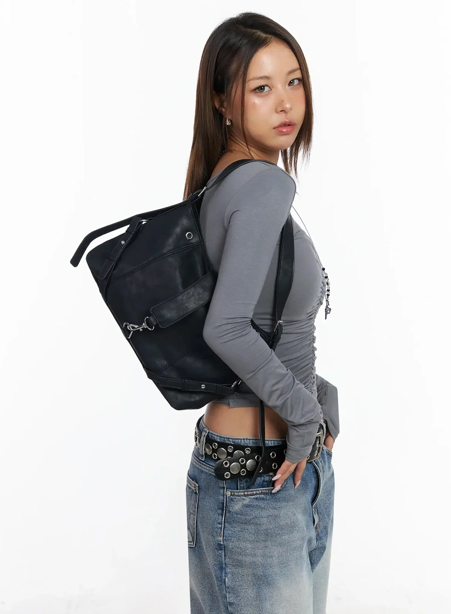Square Buckle Shoulder Bag IA527 - Image 2