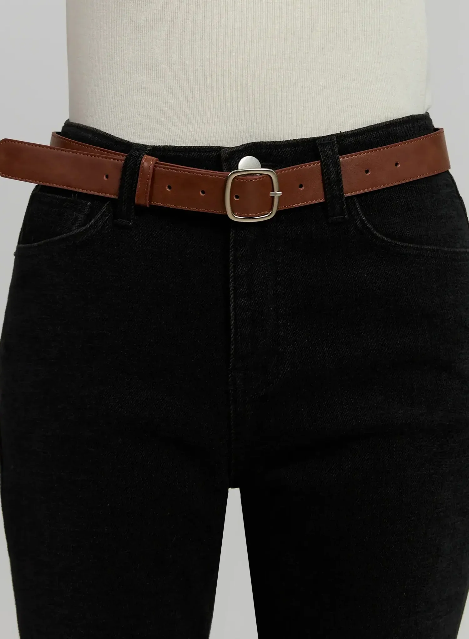 Square Buckle Slim Belt IJ502