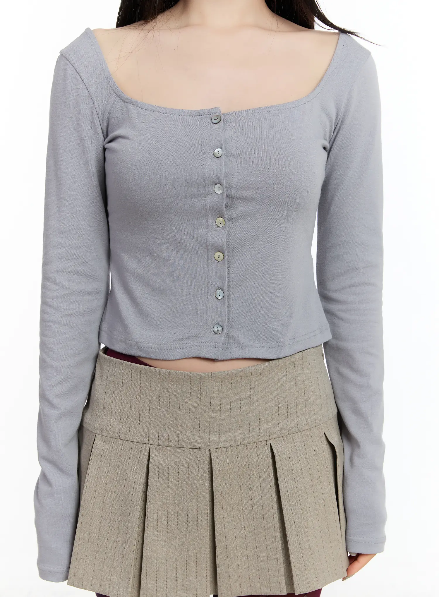 Square Neck Button-Up Crop Cardigan CM511 - Image 9