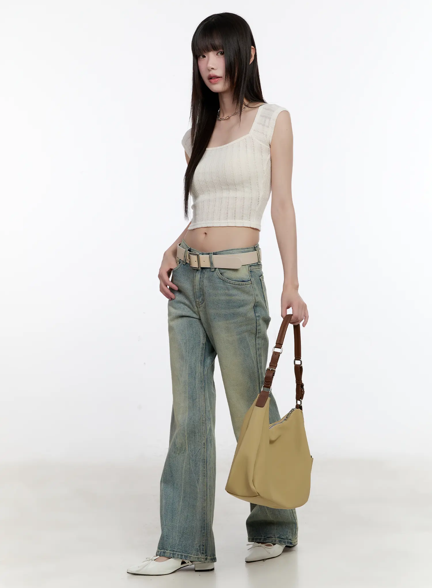 Square-Neck Cap-Sleeve Crop Top CL504 - Image 3
