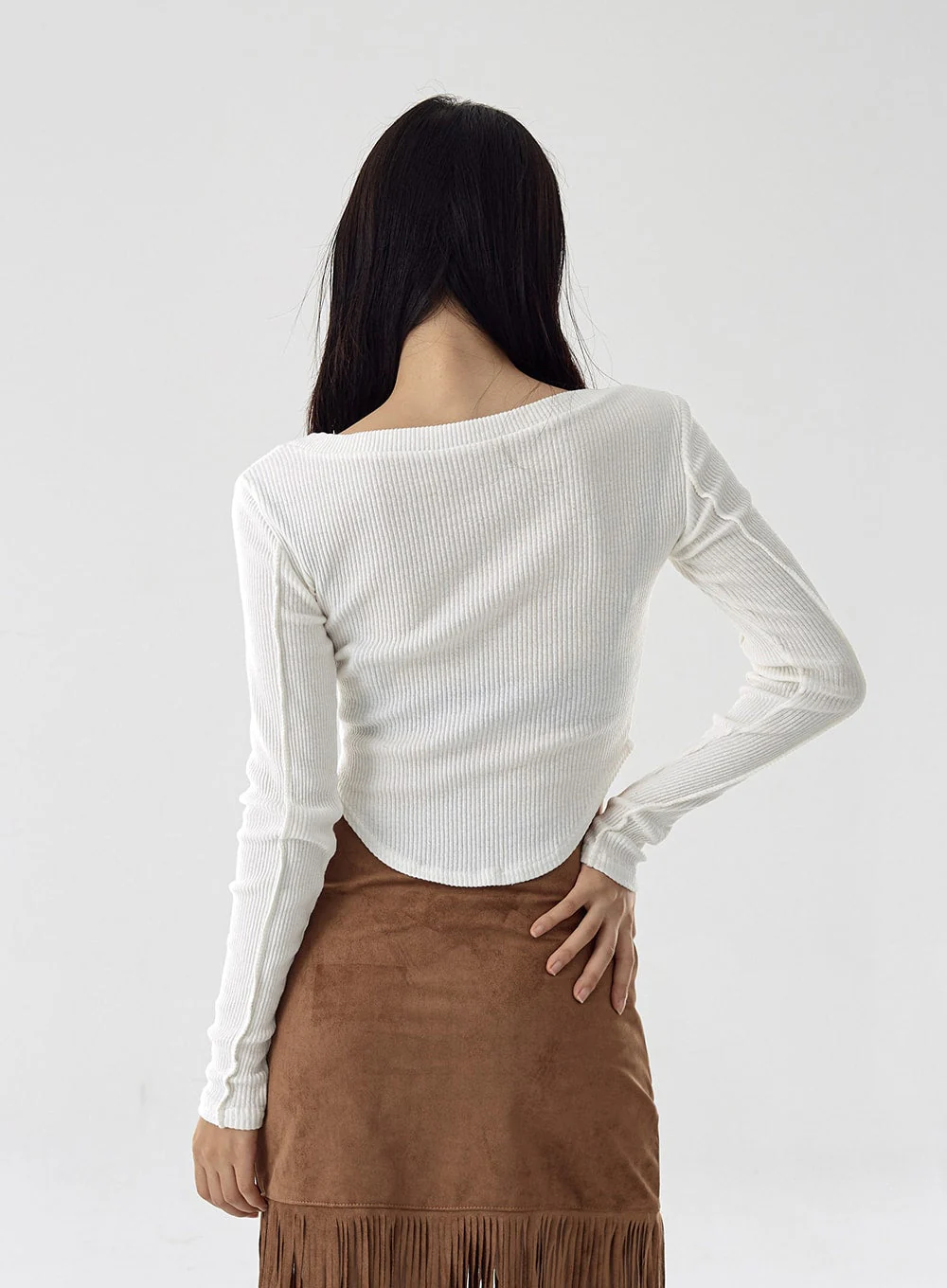 Square Neck Crop Long Sleeve Shirt CG16 - Image 6