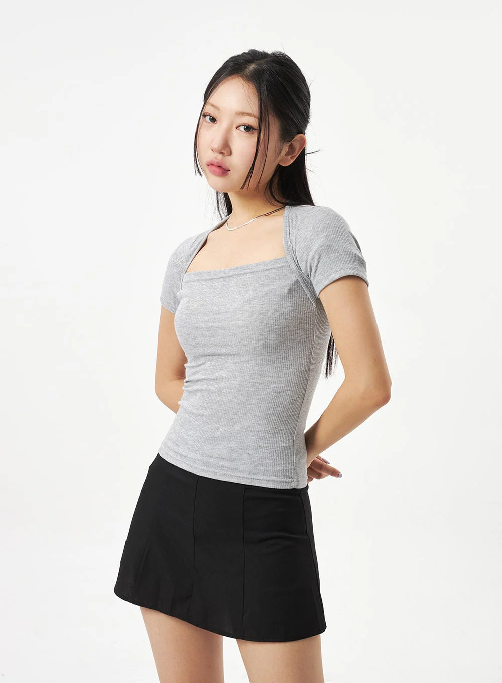 Square Neck Knit Tee CA320 - Image 17