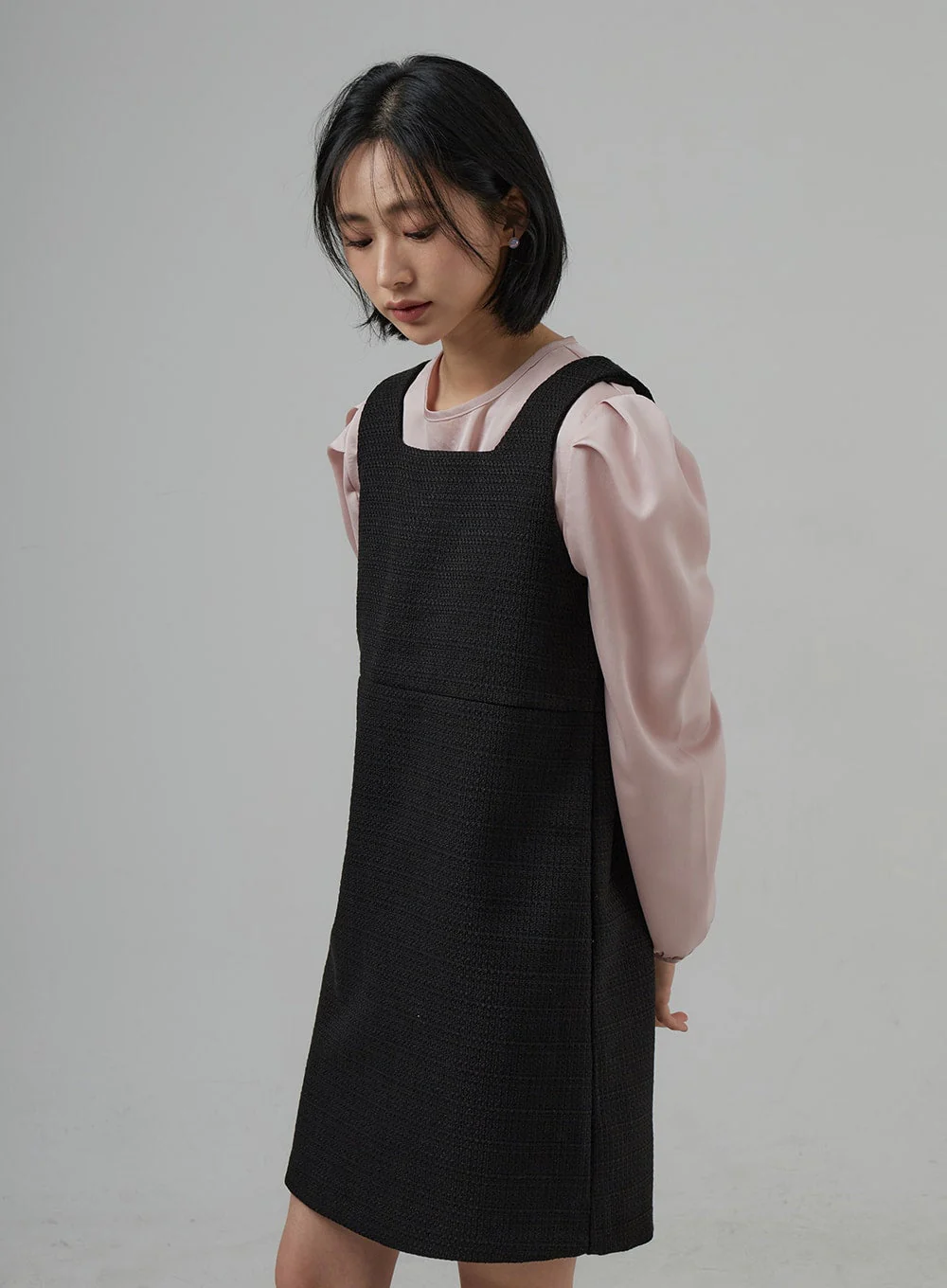 Square Neck Sleeveless Tweed Mini Dress OD29 - Image 10