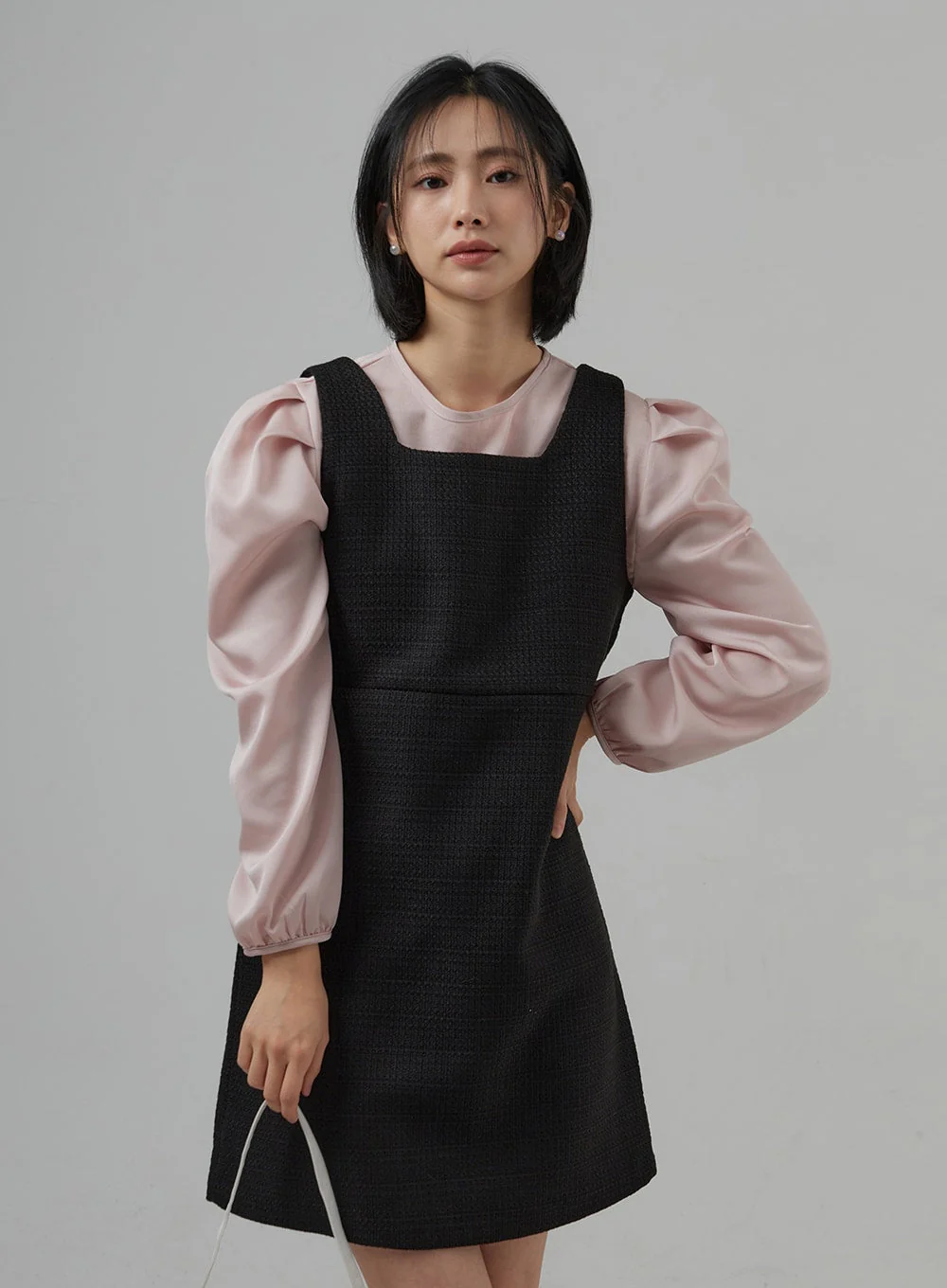 Square Neck Sleeveless Tweed Mini Dress OD29 - Image 5