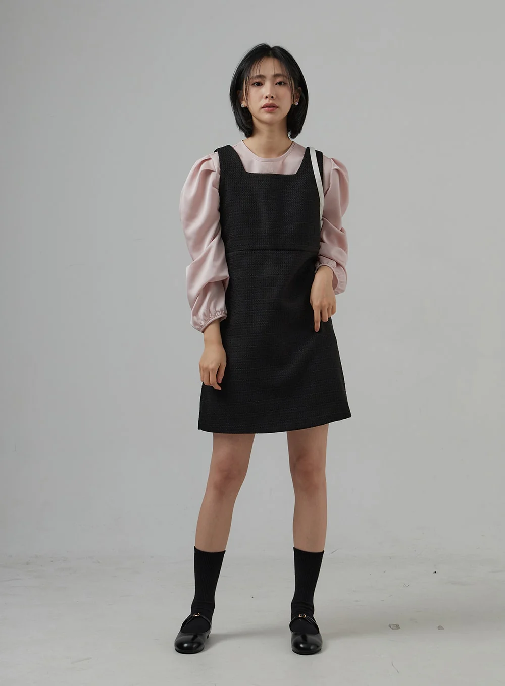 Square Neck Sleeveless Tweed Mini Dress OD29 - Image 6