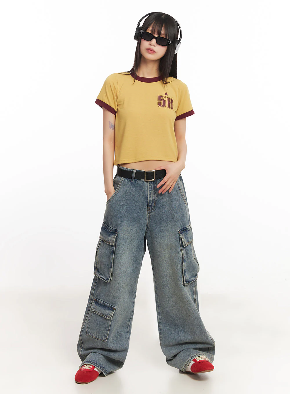 Star Number Graphic Crop Top IY502 - Image 2