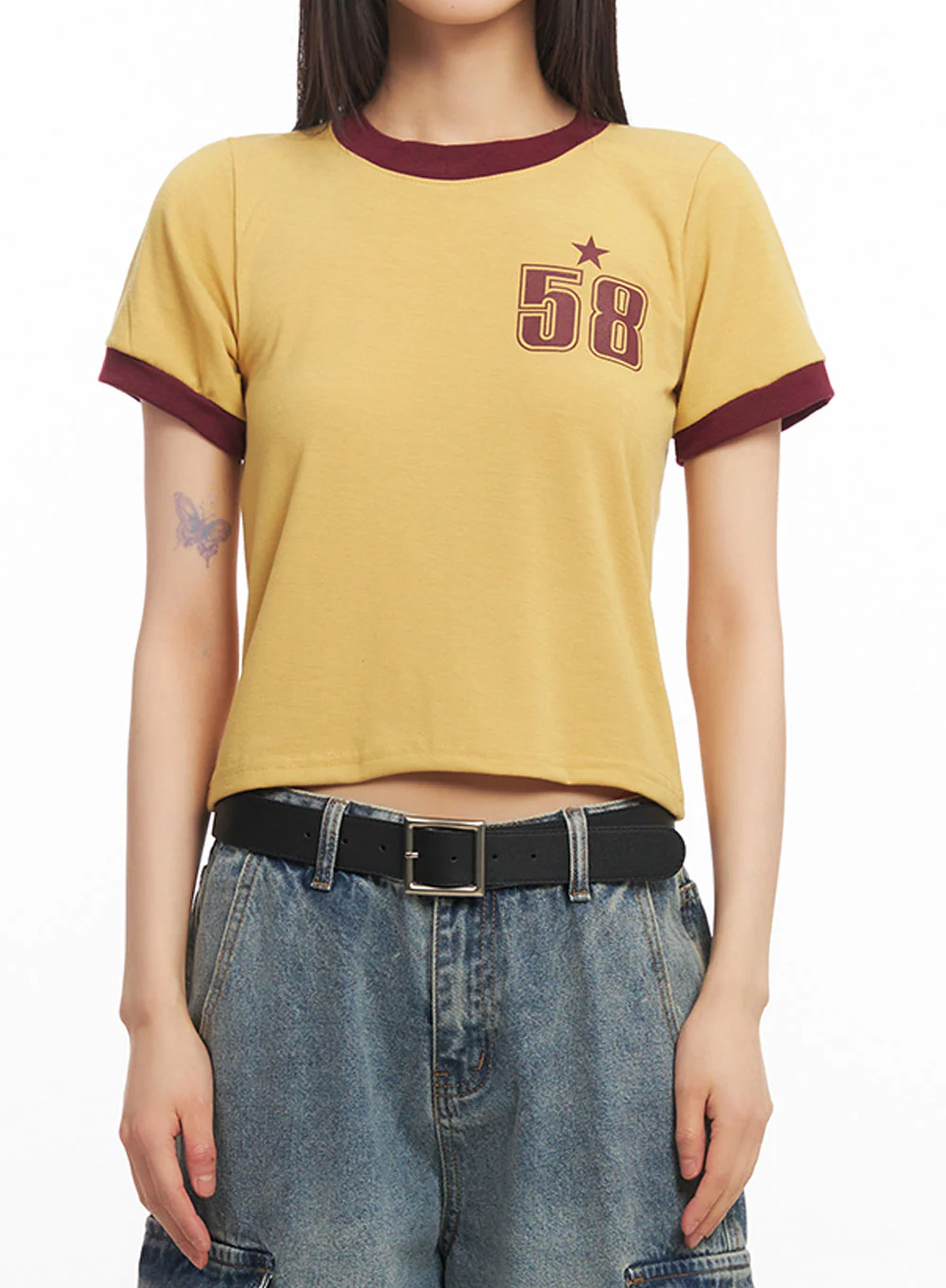Star Number Graphic Crop Top IY502 - Image 3