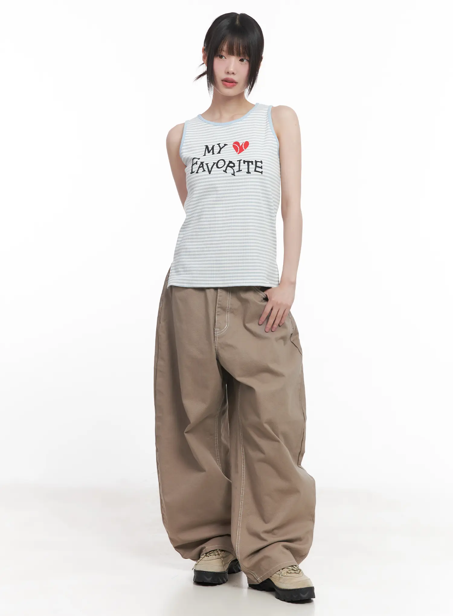 Stitched Wide-Fit Pants CU518 - Image 3