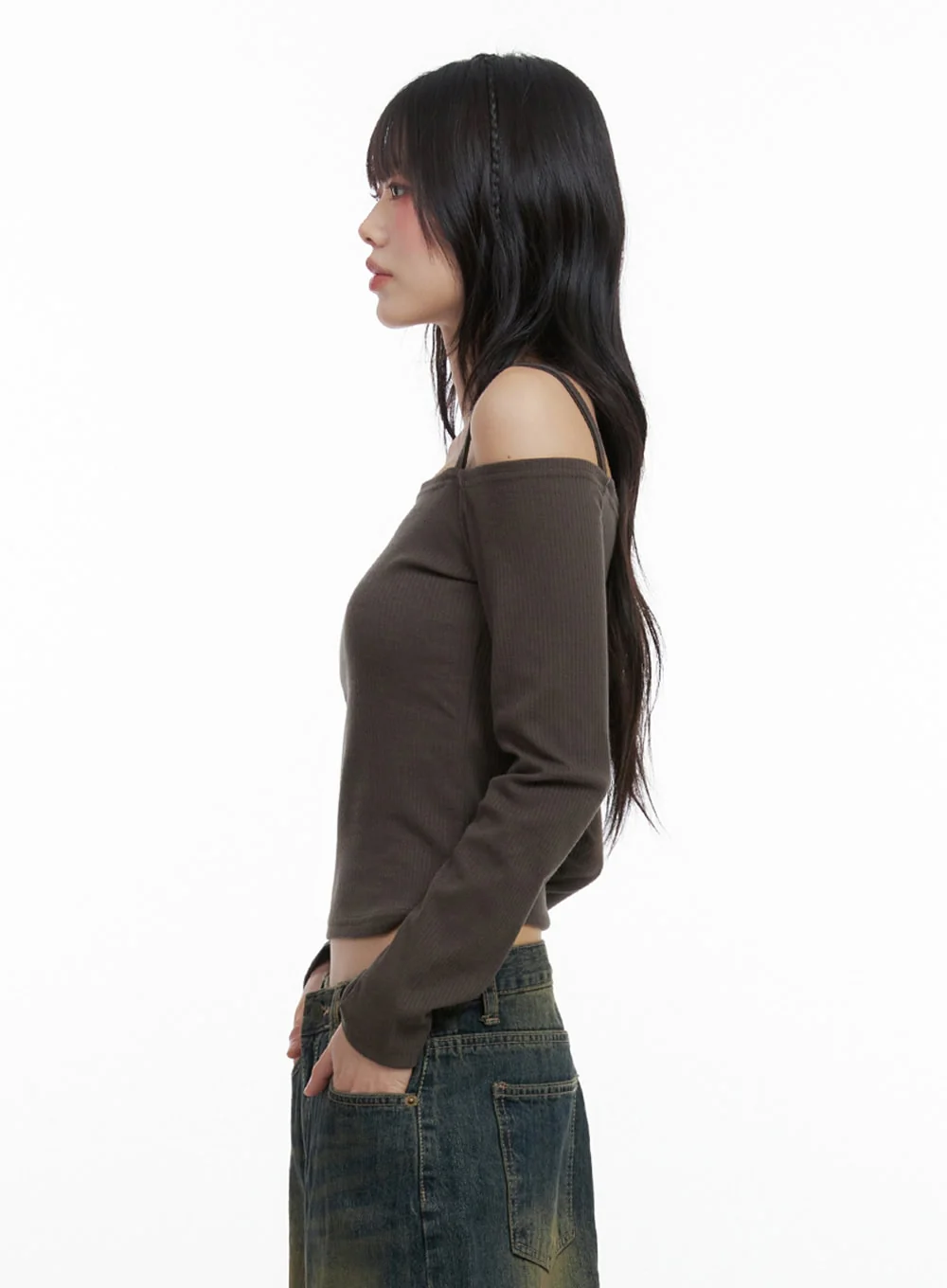 Strap Off-Shoulder Crop Top IO430 - Image 7