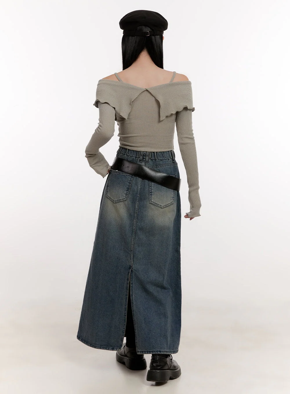 Strapped Off-Shoulder Long-Sleeve Crop Top CJ529 - Image 4